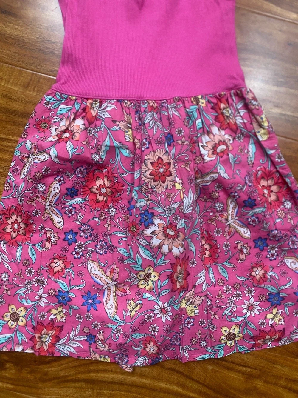 GAP Girls Magenta Floral Tank Fit & Flare Dress Size Small 6/7 Casual Tropical